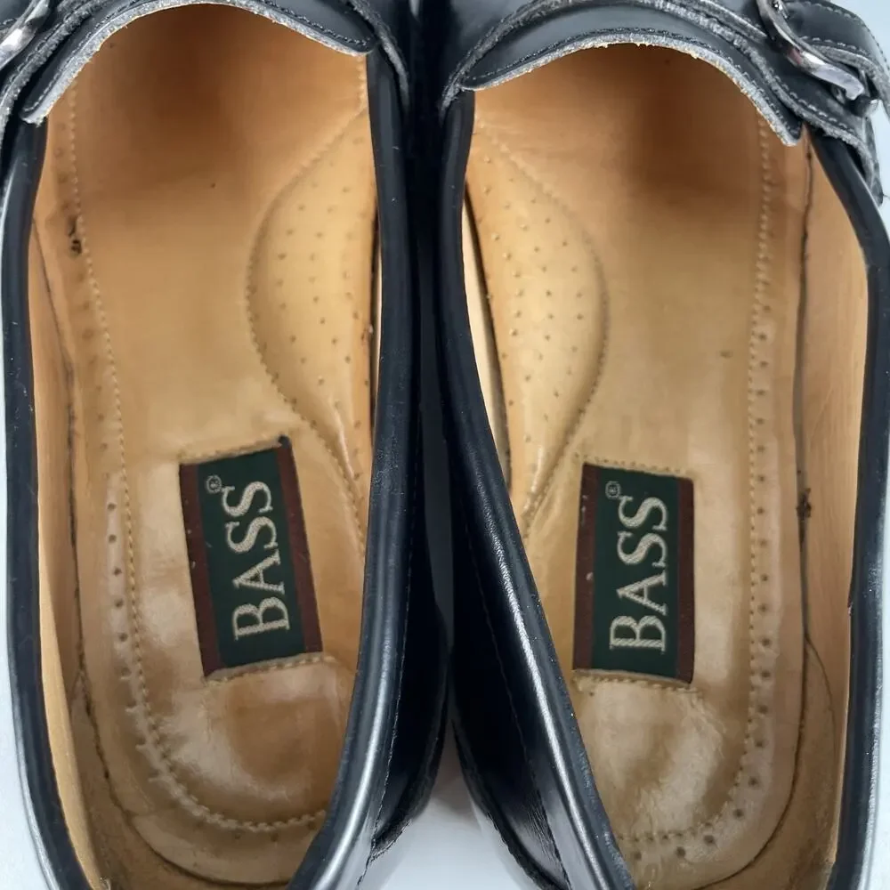 G.H. Bass Men's Size 8 Black Leather Casual Slip On Kilt Dress Shoes Casual GUC